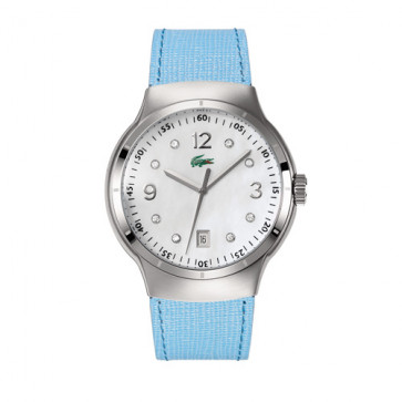 Lacoste cinturino dell‘orologio 2000377 / LC-09-3-14-0060 Pelle Blu 21mm + cuciture blu